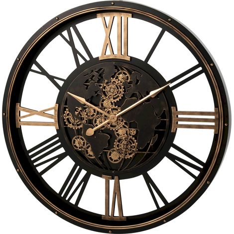 Horloge murale métal noir et doré - noir et doré (1/4)