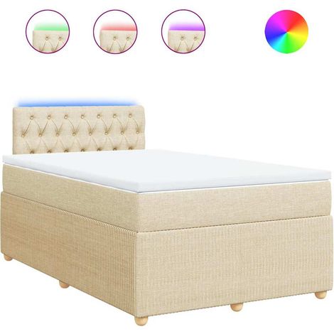 Lit double  Lit adulte  Sommier à lattes de lit avec matelas Crème 120x200 cm Tissu