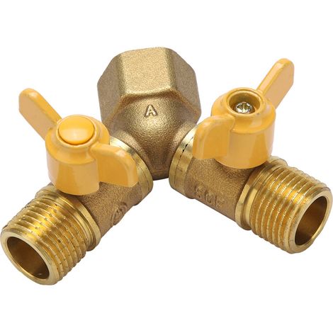Adaptateur Double Robinet Laiton G1/2 pour Arrosage Jardin, Connexion Double Prise Tuyau (1/5)