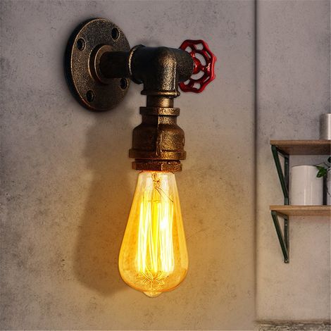 Private Label-Stoex – Applique murale vintage industrielle noire – Base en fonte résistante – Lampe E27 60W – Pour salon, chambre, bureau, restaurant