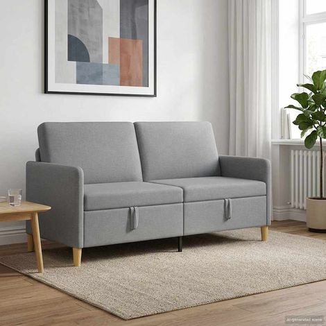 Canapé 3 places avec rangement gris clair en polyester 172 x 78 x 87 cm - PANGIVO (1/5)