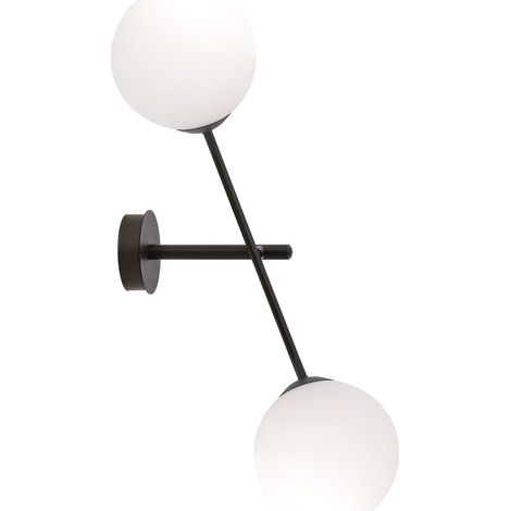 Lampada a Parete Linear, Acciaio verniciato a polvere, Vetro, Nero, Bianco, 12x57x12 cm