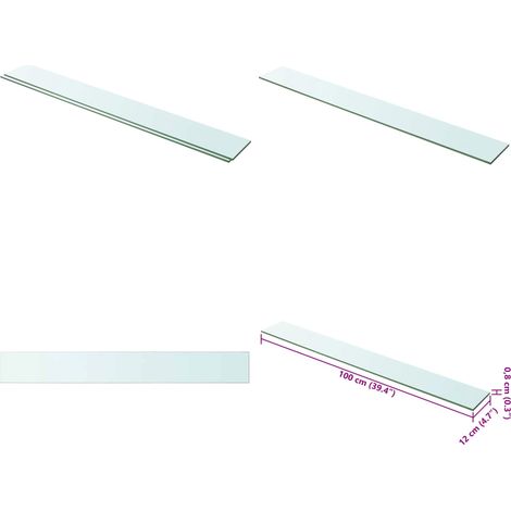 Regalböden 2 Stk. Glas Transparent 100x12 cm - Wandregal - Glasregal - Regalboden - Regalaufsatz - Dekorationselement - Home & Living (1/5)