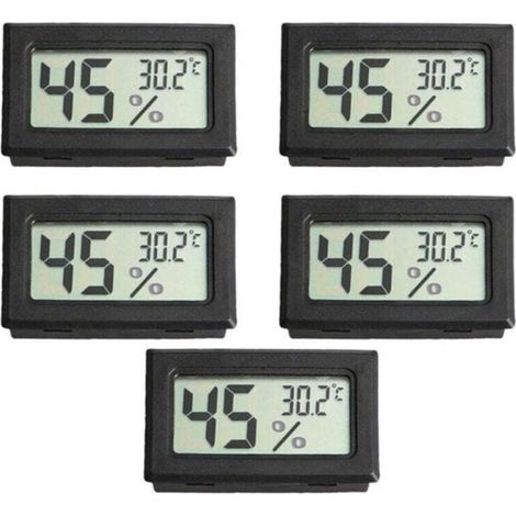Lot de 5 mini thermomètres et hygromètres numériques LCD sans fil pour animaux de compagnie et reptiles (1/4)