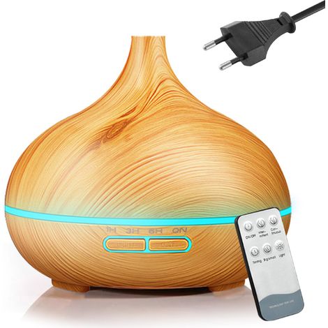 Diffuseur d'huiles essentielles à imitation bois, avec télécommande Bluetooth ultrasonique, pour la maison ou le bureau. Machine à oxygène pour l'eau. (1/5)