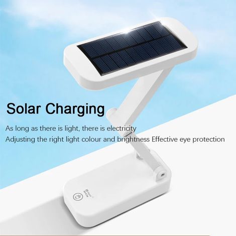 Lampe de bureau pliable à énergie solaire avec fonction de chargement USB, rechargeable, lampe de lecture respectueuse des yeux. (1/5)