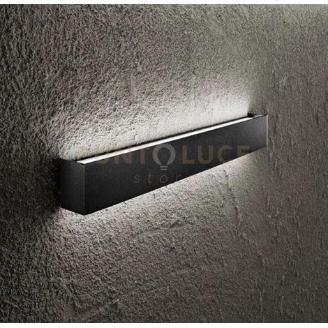 Applique Rummo in alluminio nero LED 14W 1120Lm 3000K 39cm con diffusore satinato