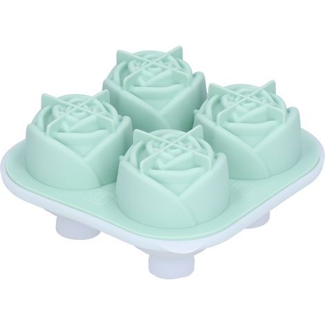 Lot en silicone pour moule à glaçons rose 4 cavités, bac à glaçons en forme de fleur, vert clair, pour bar maison et cuisine. (1/5)