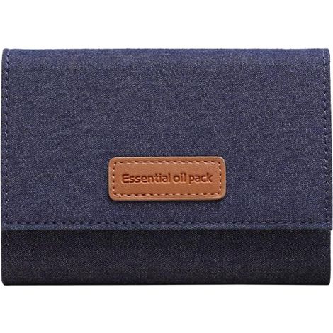 Compact denim storage pouch for essential oils, ideal for rollerball bottle collectors. Portable organizer (1/5)