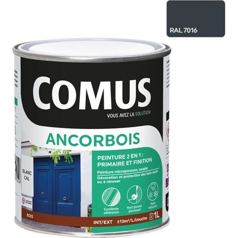 ANCORBOIS gris anthracite RAL 7016 1L - Peinture de protection et de décoration microporeuse 2 en 1 bois (1/3)