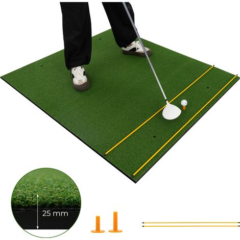 Tapis de golf vert en gazon artificiel 25 mm avec 2 tés en caoutchouc et 2 tiges d'alignement pour l'intérieur, le parc et le jardin (1/5)