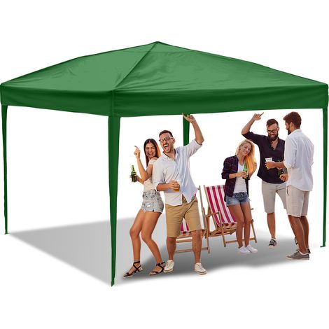 Wolketon Gazebo 3x3 m, gazebo pieghevole, gazebo da giardino regolabile in altezza, con borsa per il trasporto, impermeabile, stabile, protezione UV, tenda da ricevimento pop-up per esterni,  verde