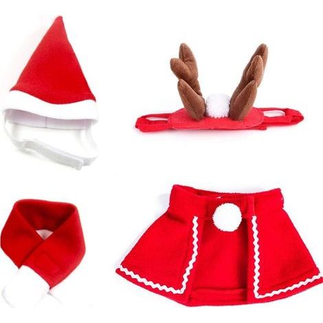 Vêtements de Noël pour chiens, cape de Père Noël, bonnet de Père Noël, écharpe, bonnet renne (ajustable) (1/5)