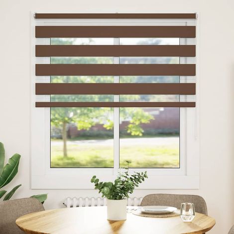 Maison Exclusive - Estor cebra marrón 135x100 cm tejido ancho 130