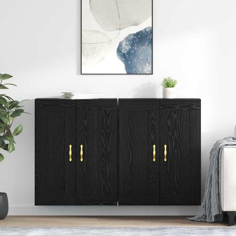 vidaXL Wall Cabinet 2 pcs Black Oak 69.5 x 34 x 90 cm Engineered Wood (1/5)