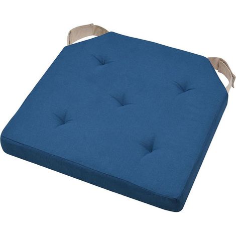 Galette de chaise carrée bleue 38 x 38 cm (1/2)