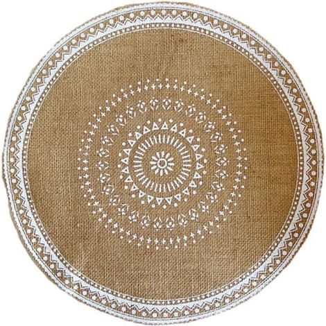 Napperon Rond Tissé à Franges De Jute 38 Cm Tapis De Table Imprimé Naturel Tapis De Table De Cuisine Antidérapant Résistant à La Chaleur Coussin De Protection De l'environnement