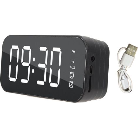 Mirror Surface Alarm Clock Bluetooth Speaker Digital Wireless Alarm Clock Bluetooth Speaker for Mobile Phone Computer