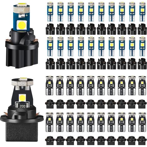 40 bombillas LED T5 T10 para salpicadero de coche con casquillo giratorio para luces interiores, indicador de mapa y luz de techo. (1/5)
