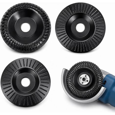 Lot de 3 disques abrasifs à bois de 125 mm pour meuleuse d'angle - Disque de fraisage pour bois, fraise à bois pour sculpter, meuler et polir - Disque à râper en acier au carbone (1/5)