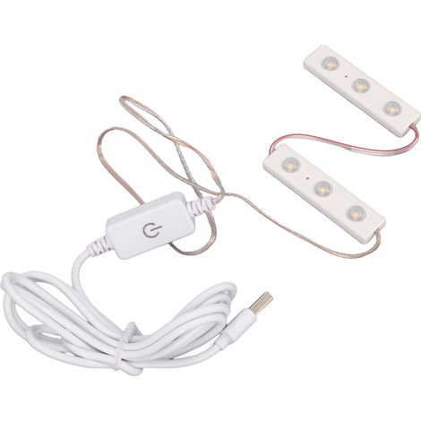 Miroir de maquillage LED à luminosité réglable, branchement USB, bande lumineuse pour miroir DIY, 2 guirlandes (6 puces lumineuses) (1/5)