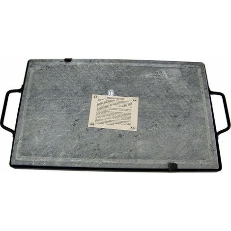 BISTECCHIERA PIASTRA IN PIETRA OLLARE NATURALE CON TELAIO MANICI E PIEDI 34149V CM 25X50 (34149)