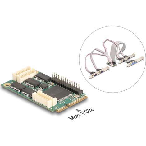 Delock Mini PCIe I / O PCIe tamaÃ±o completo 4 x Seriell RS-232, 1 x Paralelo