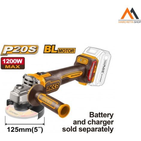 SMERIGLIATRICE NUDA BRUSHLESS 1200W. MM.125 INGCO