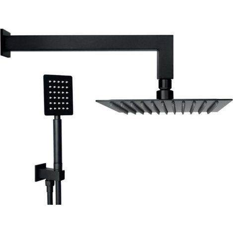 Ensemble de douche complet moderne carré noir mat