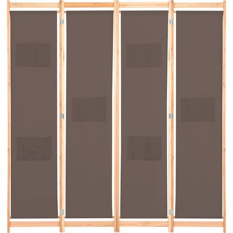 vidaXL Biombo divisor de 4 paneles de tela marrón 160x170x4 cm (1/2)