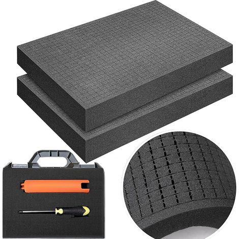 Mousse Prédécoupée Cube 2PCS 400 x 300 x 50mm - Superfine la Grille 10 mm Pour Mallette et Jeu de Figurines (1/5)