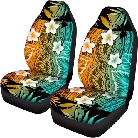 SEANATIVE Housse de siège de voiture pour femmes - Protection intérieure de voiture avec motif fleur de frangipanier polynésien anti-grattage - Coussin de siège avant pour SUV, berline, camion (1/3)
