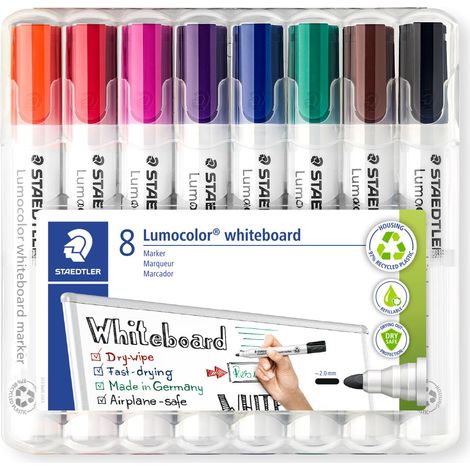 STAEDTLER Lumocolor whiteboard marker, confezione da 8, punta tonda, 351 WP8 (1/5)