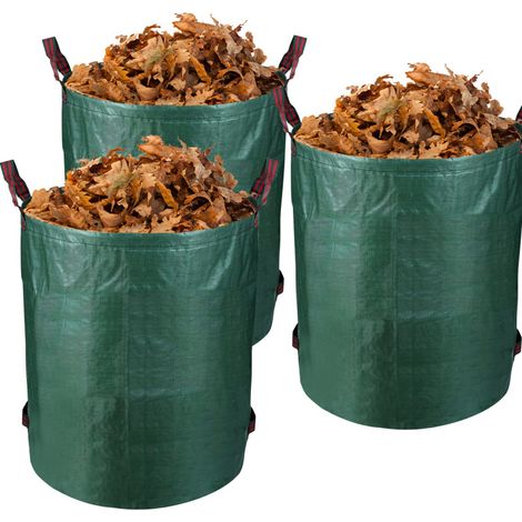 SWANEW 3x giardino sacca pieghevole xxl sacchi deciduo con ruote trasportate contenitore 272l (1/5)