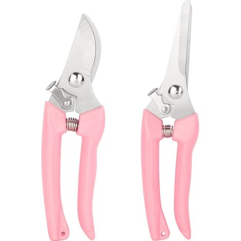 2Pcs ciseaux à fleurs en acier inoxydable avec verrouillage (Rose) (1/5)