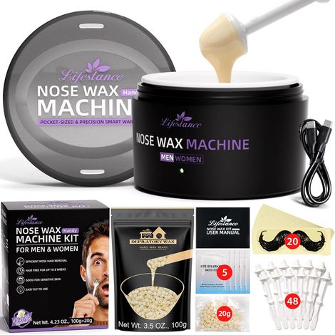 Kit cire nez homme USB, épilateur nez à cire portable 70 °C  Chauffe-cire USB portable à chauffage rapide 70 °C, pour l’épilation du nez, des oreilles, sourcils, idéal épilation visage (1/5)