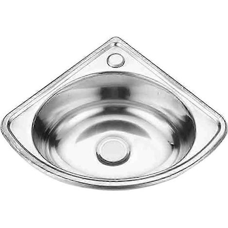 Évier de cuisine triangulaire, lavabo de salle de bain en acier inoxydable, coin légumes, comptoir de bar pour camping-car, petit évier encastré simple en acier FDQ (1/5)