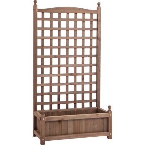 Hochbeet Pflanzkasten mit Rankgitter für Kletterpflanzen aus Holz 64x28x120cm ideal für Garten & Balkon