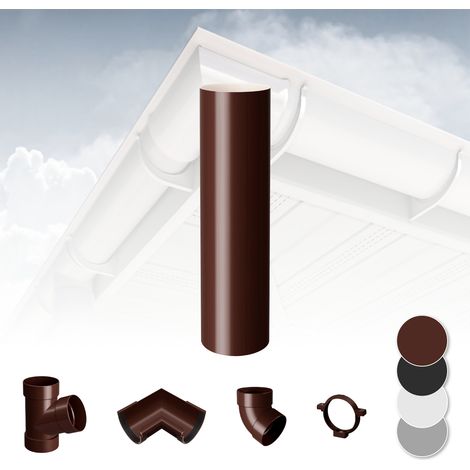 Sistema di grondaie - 130mm in plastica PVC, selezione di componenti - RainWay 130: Marrone, Tubo di scarico (1/5)