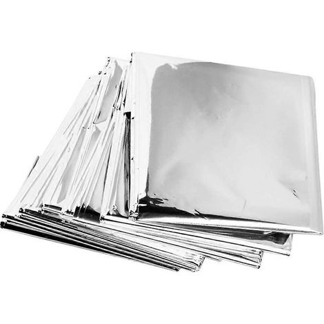 Trousse de premiers secours en cas d'hypothermie 130x210, film protecteur Mylar LifeSave pour le camping et les activités de plein air. Couverture de survie thermique sèche et chaude. (1/5)