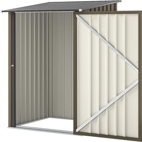 Outsunny Ripostiglio in Acciaio 100x104x160 cm Marrone e Grigio Scuro