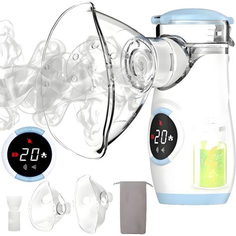 Nébuliseur à membrane, nébuliseur portable avec interface LED intuitive et autonettoyage, nébuliseur portatif pour adultes et enfants (1/5)