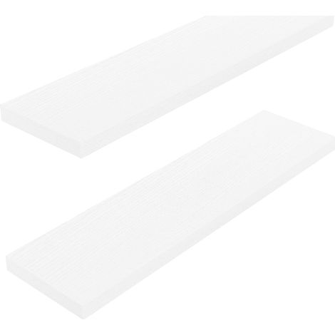 étagère Murale 60 cm avec Supports cachés, Lot de 2, Blanc Étagères murales pour chambre, salle de bain, bureau et salon, panneaux MDF, rangement flottant moderne, montage facile (1/5)