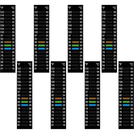 Set di 8 adesivi per la temperatura per acquari, strisce termometriche autoadesive, strisce termometriche per la birrificazione, 61-122°F (15-50°C), autoadesive (1/5)