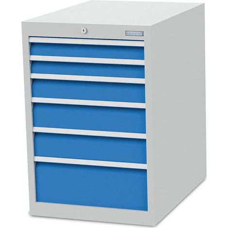 Schubladenschrank H819xB555xT736mm lichtgrau/blau 6 Schubl. (1/4)