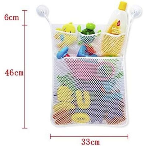 Filet de Rangement Salle de Bain,Organisateur Lavable Multifonctionnel de Jouets de Bain de Maille, 2 Ventouses, Sac de Rangement Net de Jouets pour Bain d'enfant-Fei Yu