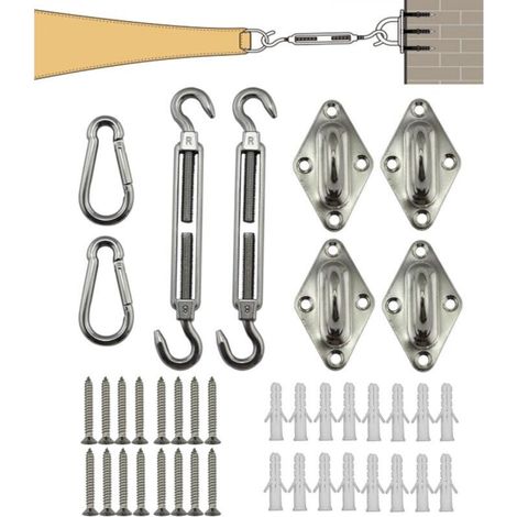Ineasicer Shade Sail Accessories M8, 304 Stainless Steel Shade Sail Fixing Kit, Heavy Duty, Ceiling Hook Mounting Kit, Easy Installation for Garden and Balcony (1/4)