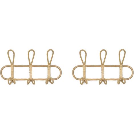 2 crochets muraux en rotin - Porte-manteau décoratif pour chambre d'enfant, organisateur de vêtements et chapeaux, étagère de rangement suspendue A (1/5)