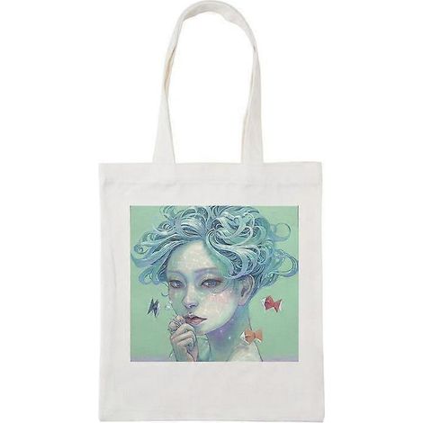 Sac à bandoulière mignon, écologique, simple et tendance en toile pour femme, sac de courses pour étudiantes, sac à main amusant et pratique (1/2)