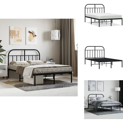 Cadre de lit métal sans matelas avec tête de lit noir 120x190cm - Cadre De Lit - Lit Double - Lit Metal - Lit Avec Têtedé Lit - Literie (1/5)